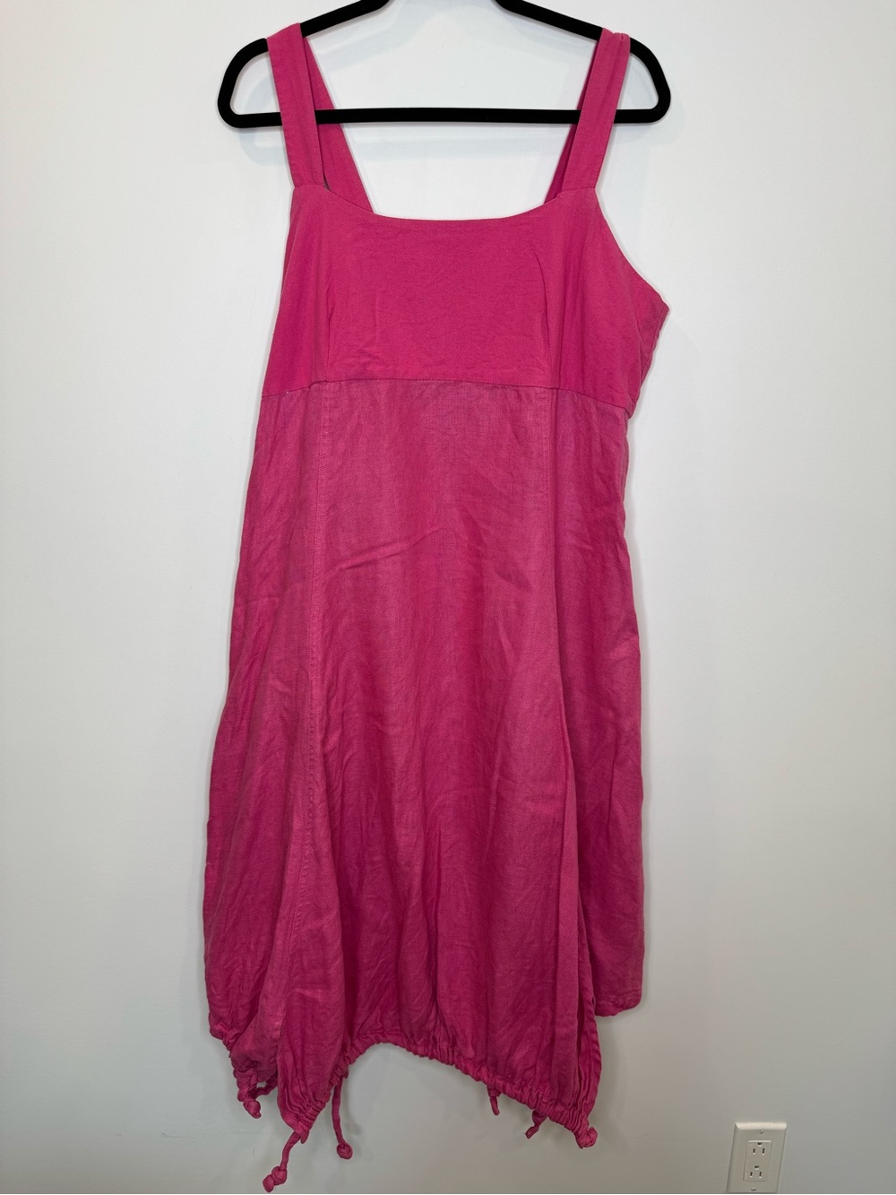 Kokomarina 100% linen Bright Pink Summer romper lagenlook tie bottom legs